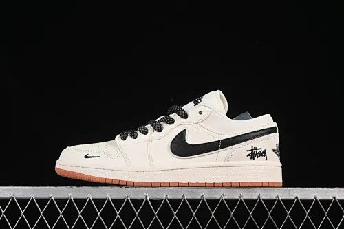 All categories Air Jordan Jordan series basketball shoes Air Jordan 1 Low high-end customized low-top sneakers Air Jordan 1 Low AJ1 Joe 1 Stussy joint black hook raw rubber high-end customized low-top retro basketball shoes XX3168-170